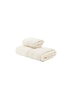 Set Asciugamani|Lanerossi Acacia coppia spugne in misto lino Ecru